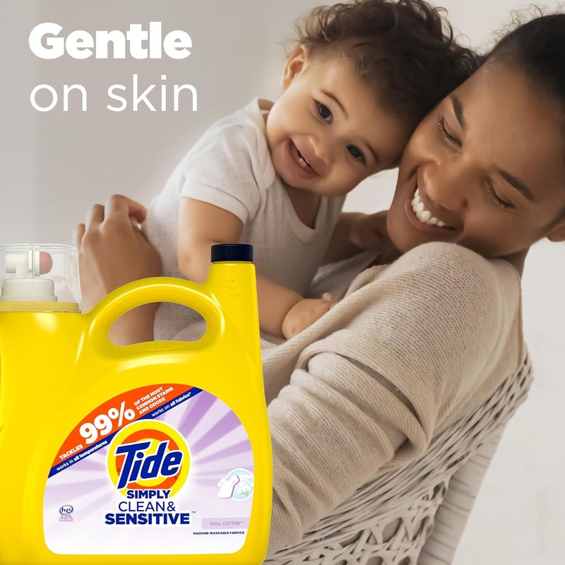 Tide Simply Clean & Sensitive Liquid Laundry Detergent, Cool Cotton Scent, 89 Loads, 117 fl oz - Image 4